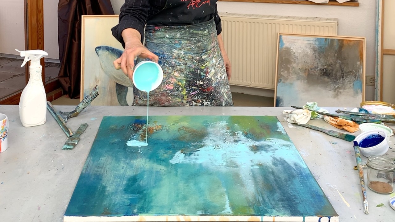 Erde, Stein, Türkis – Acryl fließen lassen & den Punkt aushalten, wo Bilder kippen