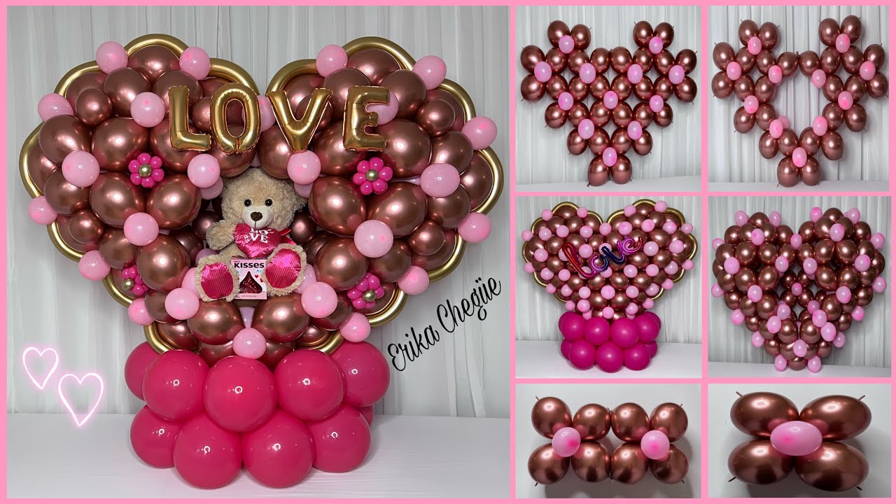 CORAZÓN ♥️ DE GLOBOS / CON OSO DE PELUCHE 🧸 DENTRO IDEAS PARA SAN VALENTÍN ARREGLOS 14 DE FEBRERO