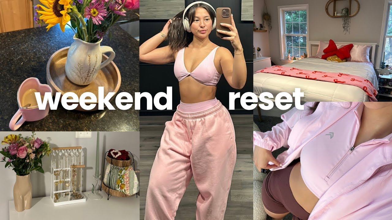 weekend reset | train with me, decorating for valentine’s day, meal planning