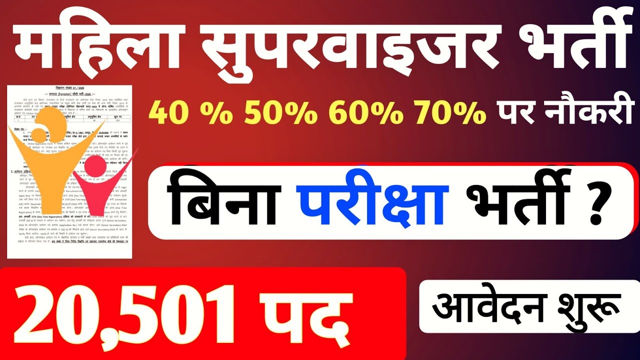 महिला सुपरवाइजर भर्ती 2026 | 20,500 पद | सिर्फ महिलाओं के लिए | फॉर्म शुरू 