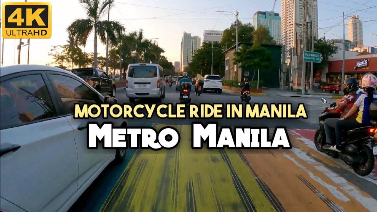 Motorcycle Drive in Metro Manila. Roxas Boulevard to Quezon Boulevard
