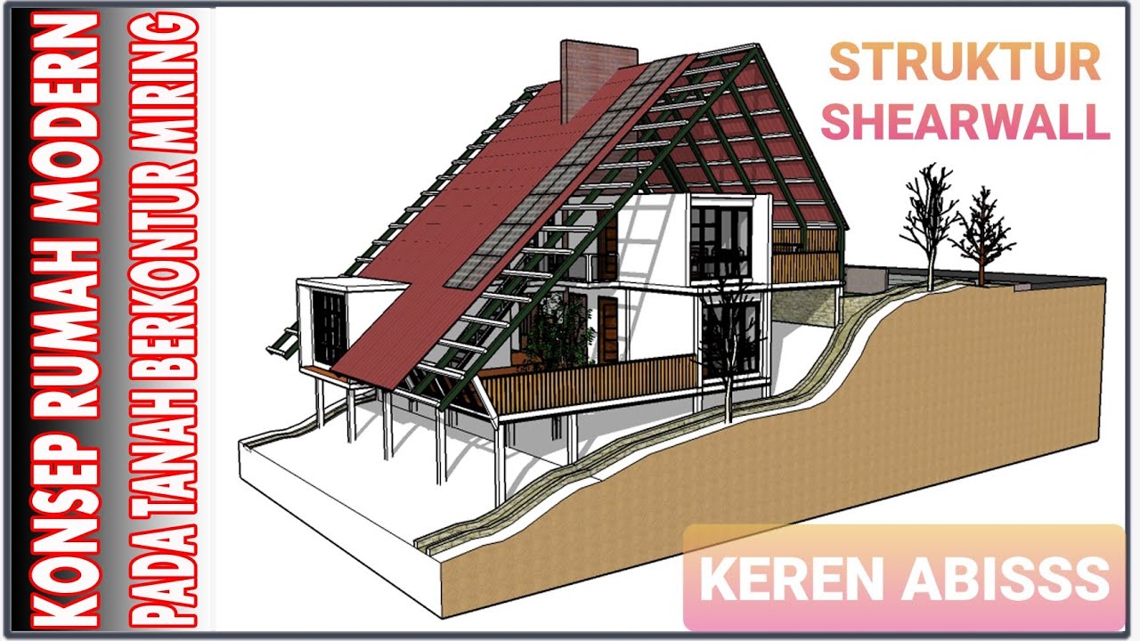DESAIN RUMAH MODERN PADA KONTUR TANAH MIRING || Struktur Shear Wall || PART II