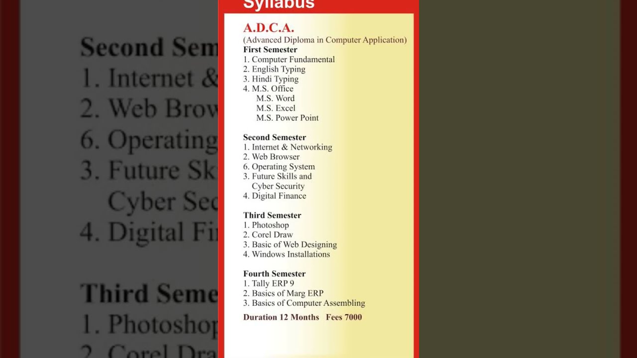 ADCA course syllabus, how to ADCA course syllabus, ADCA कोर्स syllabus
