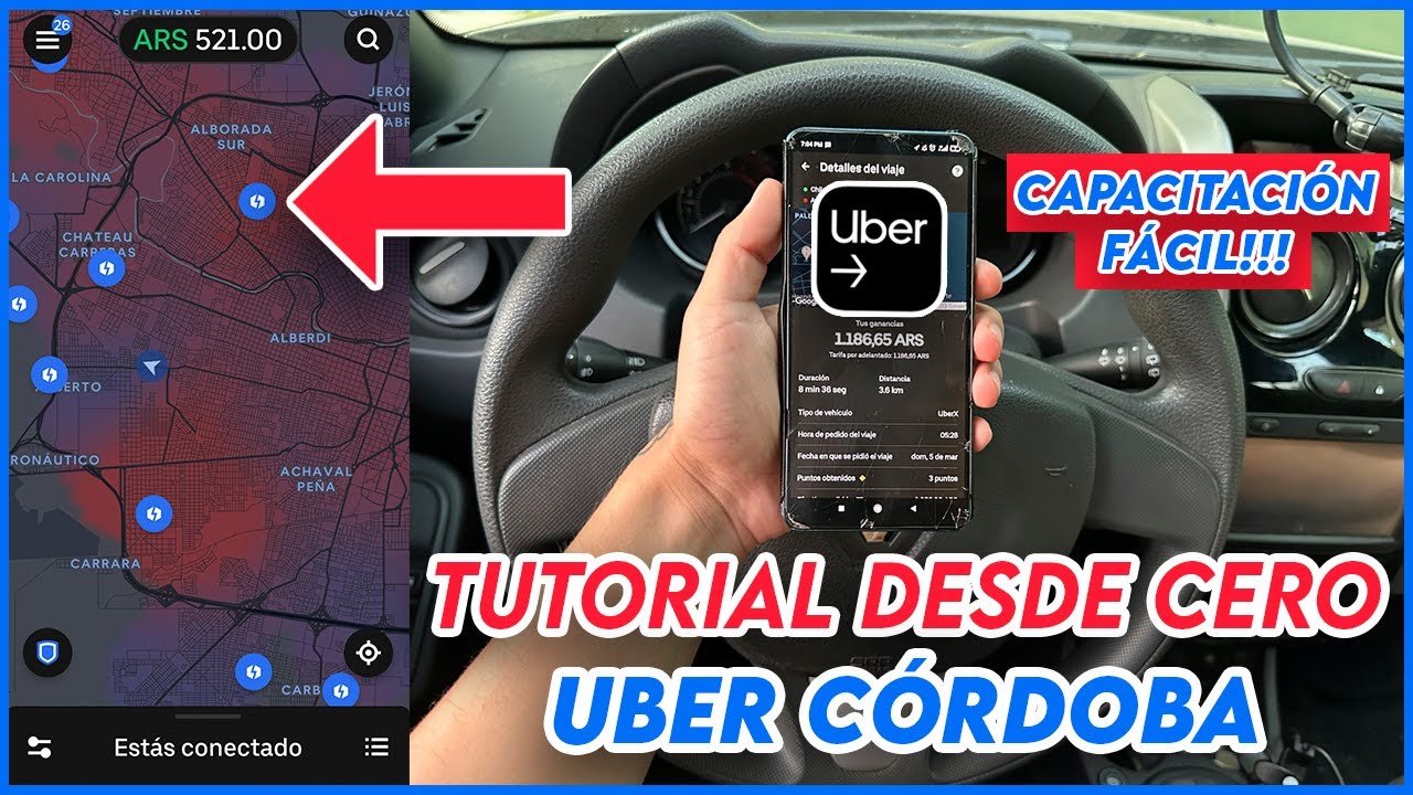 UBER CORDOBA TUTORIAL PRIMER VIAJE: C&oacute;mo funciona la app? Ganancias, Requisitos