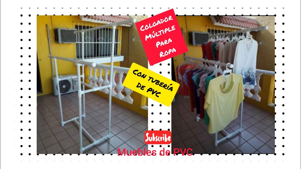 COLGADOR MULTIPLE PARA ROPA CON TUBERIA DE PVC