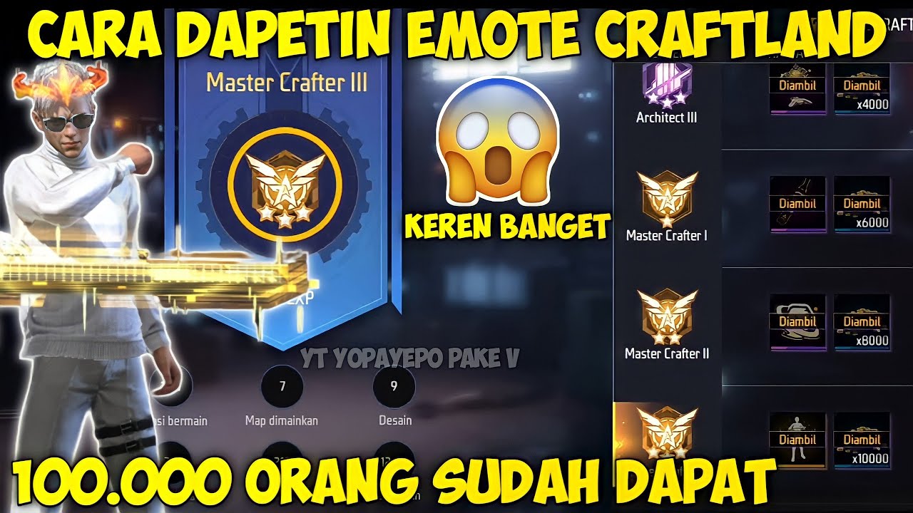 CARA DAPETIN EMOTE CRAFTLAND & NAIK LEVEL CRAFTLAND FF TERBARU VIRAL DI TIK TOK !! - FREE FIRE