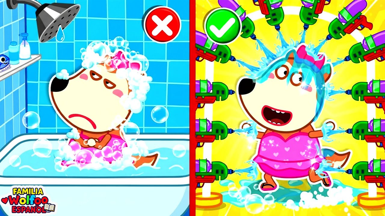Familia Wolfoo Español | ¡Hora del Baño! 🫧 Diversión y Limpieza para Niños 👮‍♂️ Dibujos Animados