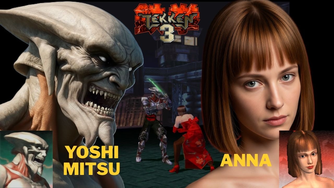 Tekken 3 - DIFFICULTY LEVEL HARD - YOSHIMITSU vs ANNA - The Fury of Manji vs The Might of Mishima