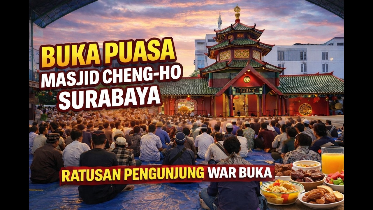 SUASANA BUKA PUASA BERSAMA MASJID CHENG-HO SURABAYA. SELALU DISERBU RATUSAN JAMA'AH
