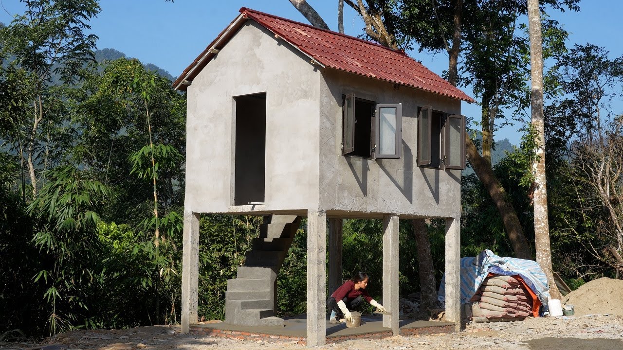 Build a spiral staircase, pour a concrete foundation, and install windows