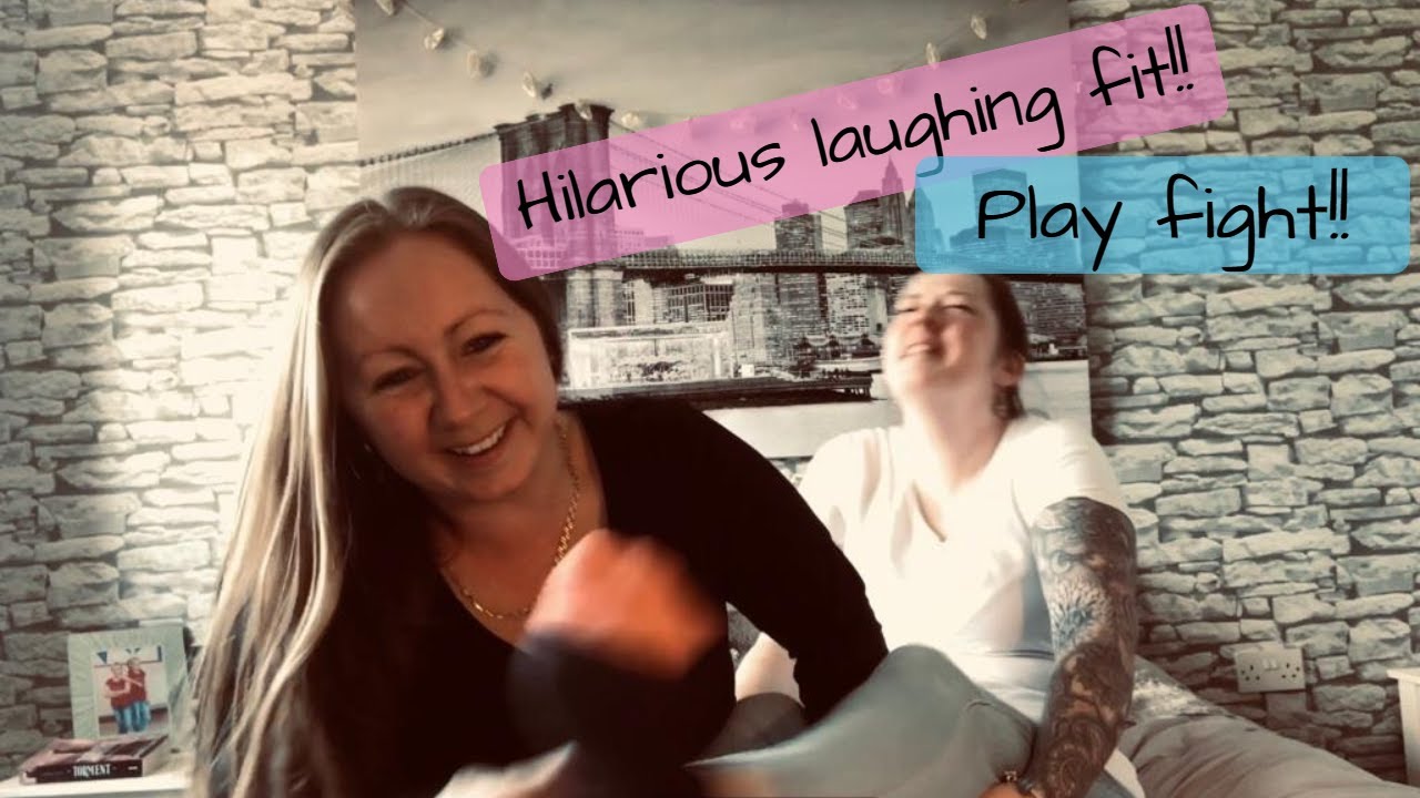 Sisters PLAY FIGHT!!! HILARIOUS LAUGHING FIT, short video!! (CAN'T SIT UP)