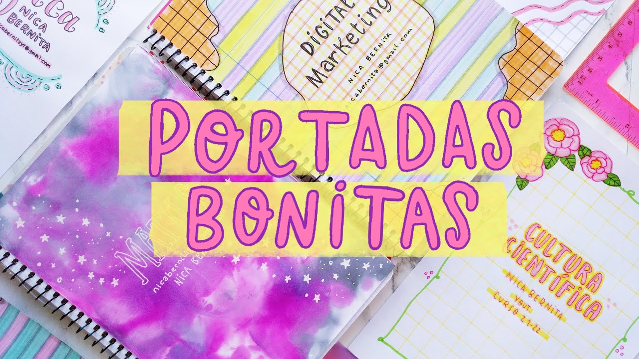 PORTADAS para CUADERNOS muy fáciles 🌜IDEAS para DECORAR tus LIBRETAS con CARÁTULAS BONITAS