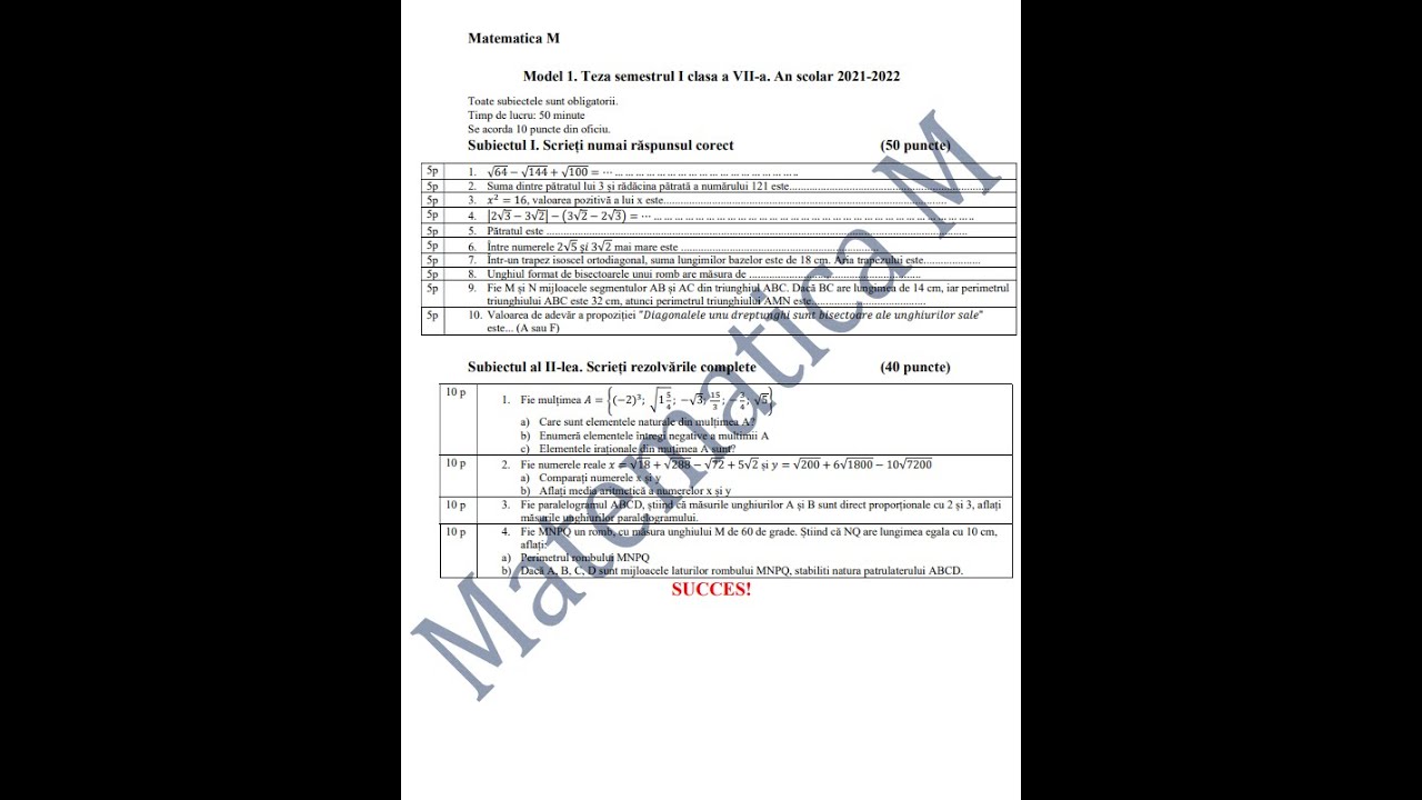 Model 1 teza sem I clasa a VII a   rezolvare integrala