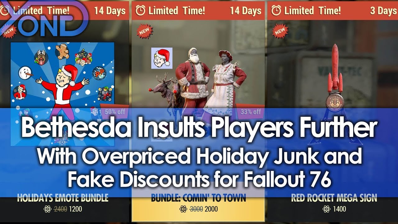 Bethesda Insults Players Further with Overpriced Holiday Junk and Fake Discounts for Fallout 76