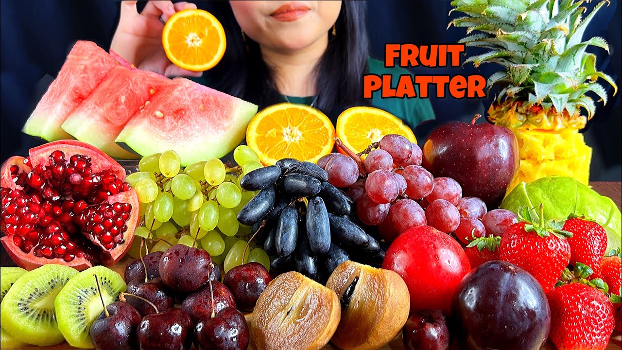 ASMR EATING FRESH FRUIT PLATTER | FRUITS | FRUIT MUKBANG |