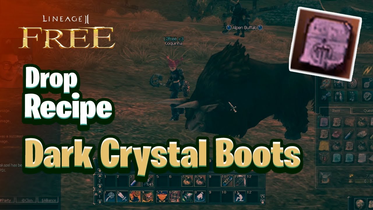 Recipes: Dark Crystal Boots (Botas) e Dark Crystal Shild  |   L2 interlude