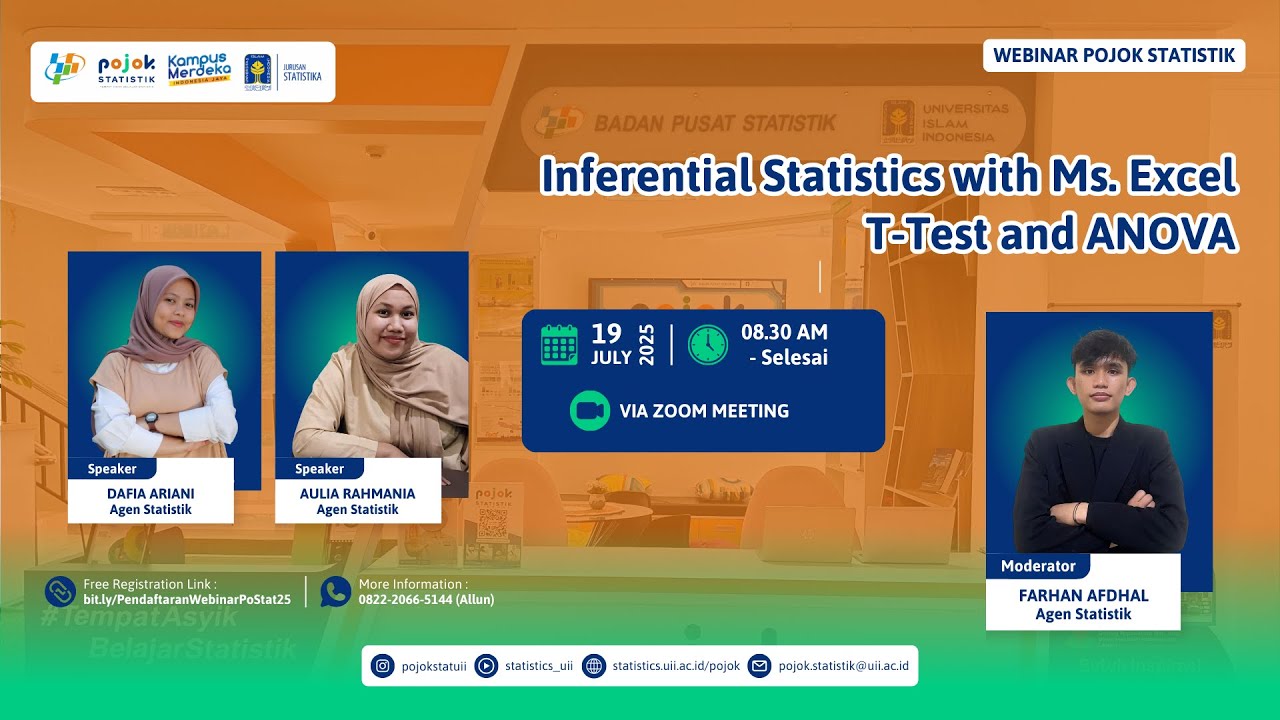 📢 [Webinar PoStat: Inferential Statistics with Ms. Excel: T-Test and ANOVA] 📢