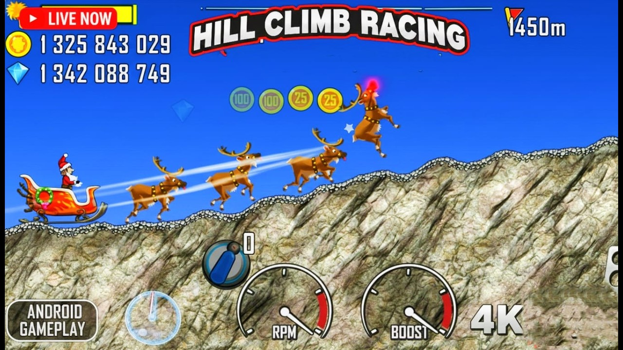Mountain Sleigh 🎅🔥 Unlimited Coins & Diamonds | Hill Climb Racing Android Gameplay LIVE