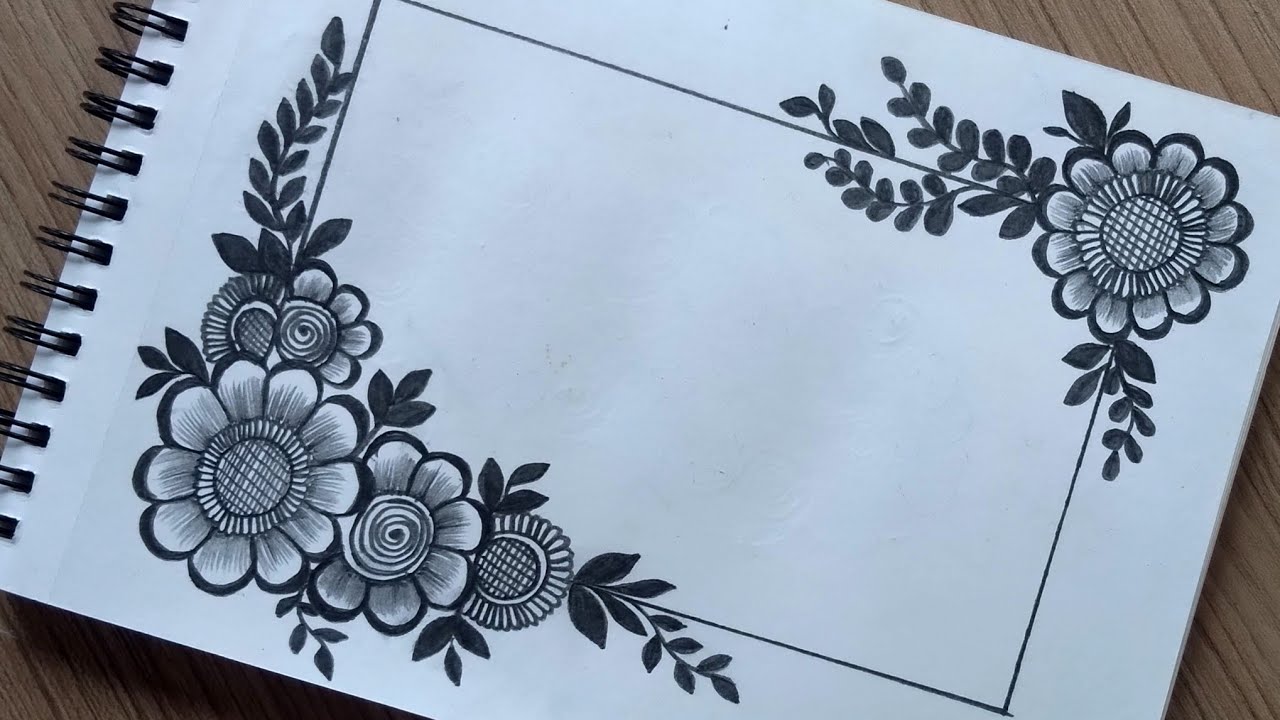 Easy and Simple Border Design for Project | Easy corner Flower Drawing Tutorial For Beginners Simple