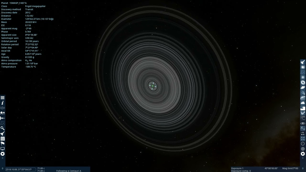 Exoplanet with gigantic rings - J1407b in SpaceEngine