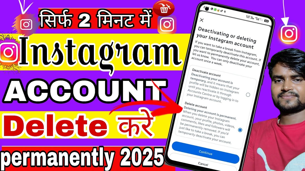 Instagram Account Permanently Delete || Instagram Dusri ID kaise Delete Karen  #techbyghanshyam