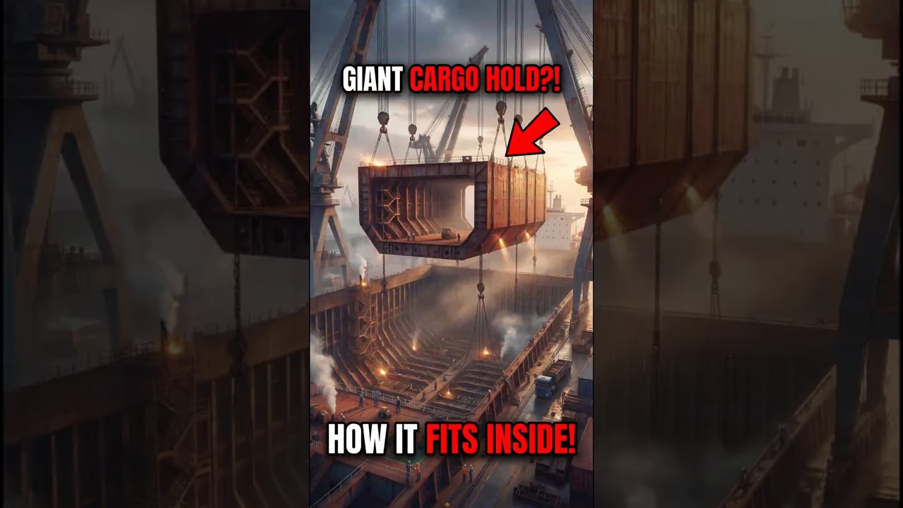 How Do They Fit a Massive Cargo Hold Inside a Ship? #shorts #ocean