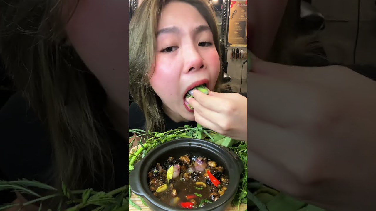 Rau Nhút Chấm Ốc Kho Xả Ớt Ngon Bá Cháy || Mukbang| ASMR| Crunchy| Vegetable|VietnameseFood