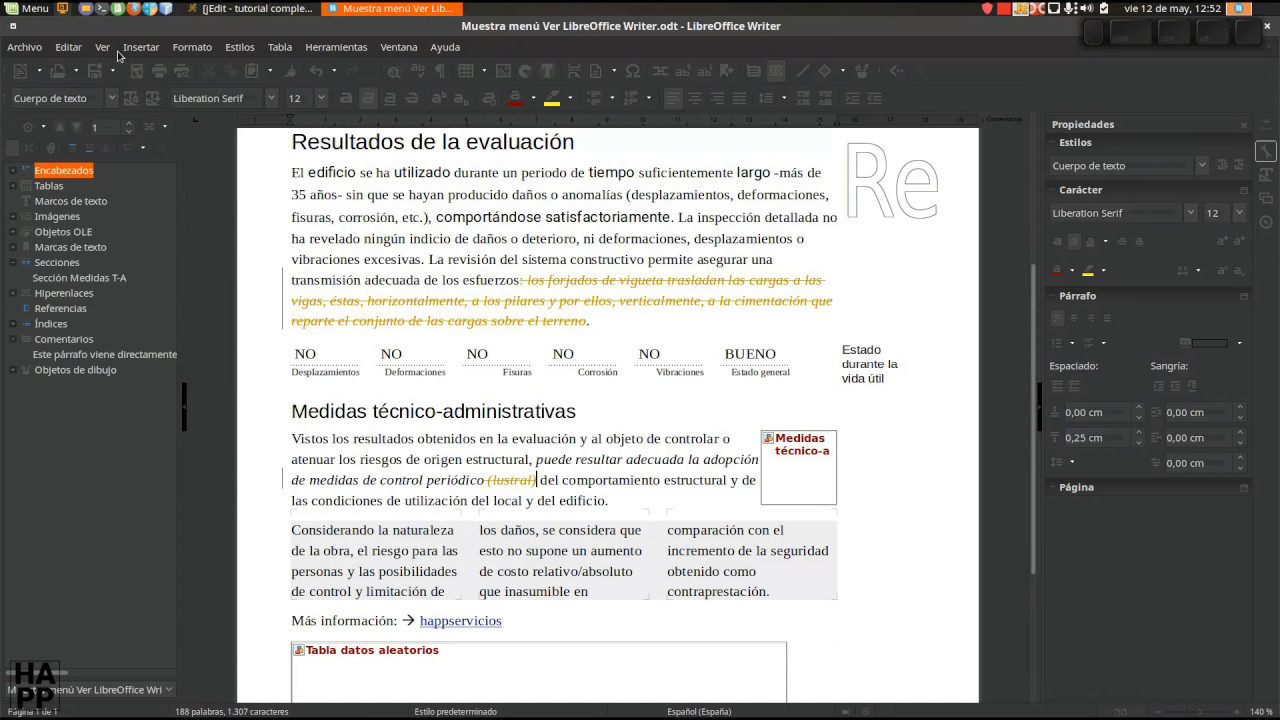LibreOffice Writer: menú edición II -control de cambios-