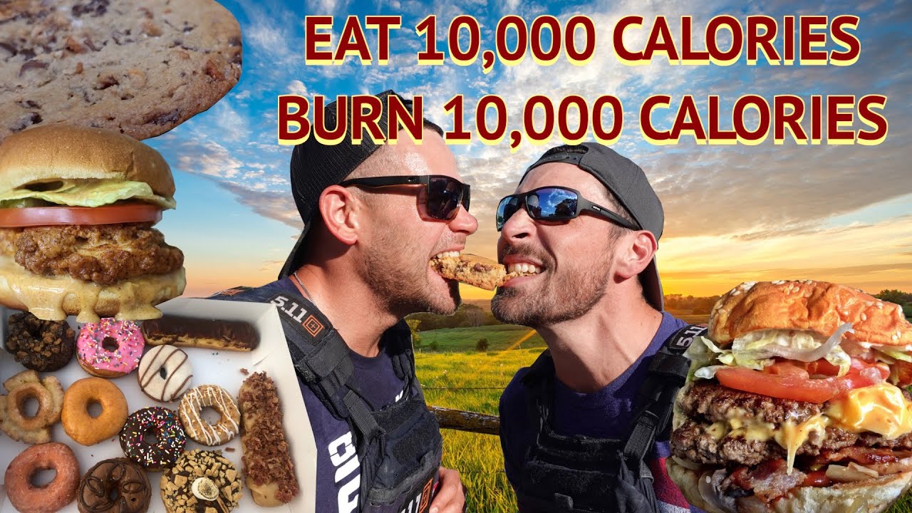 We TRIED to Eat 10,000 calories and BURN 10,000 Calories in 24 hours