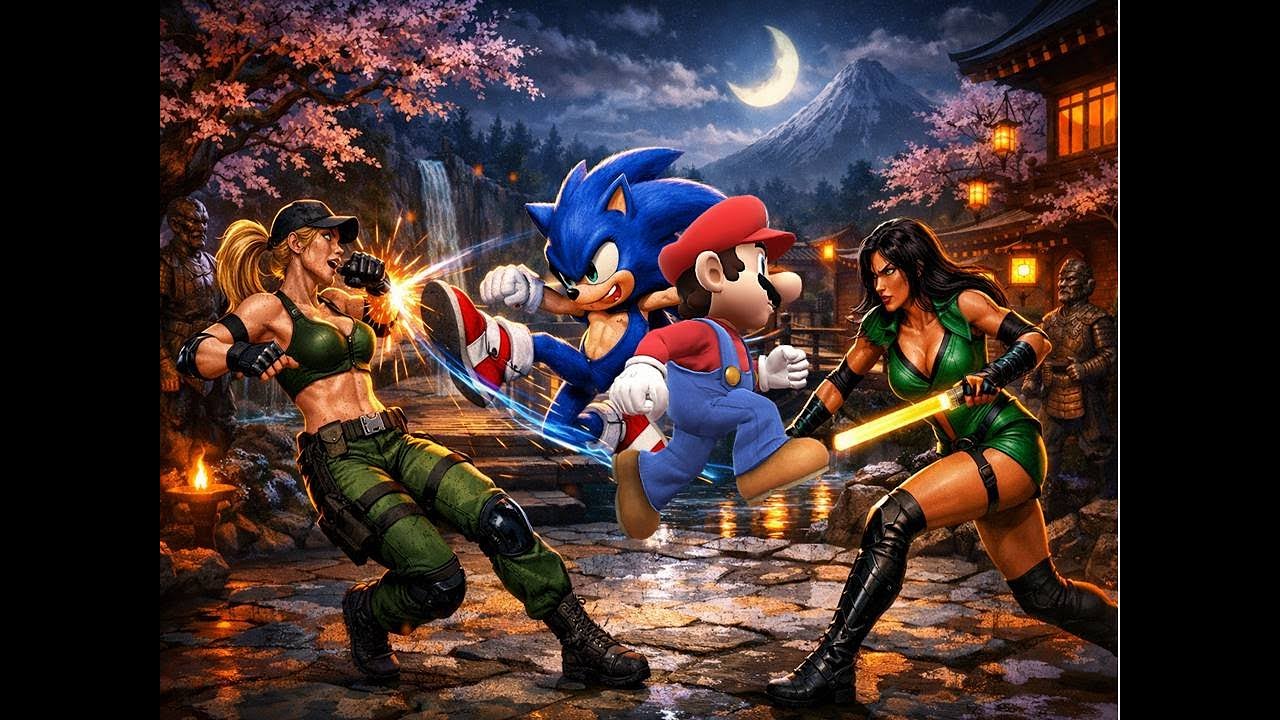 AC's Nut GAMES | MUGEN Req Match Series | Super Mario & Sonic Vs Sonya Blade & Orchid