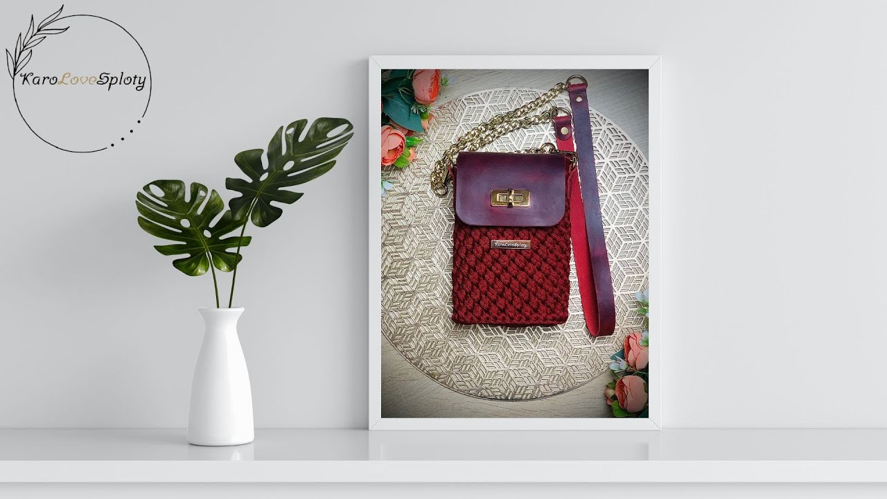 Torebka/Etui na telefon, ścieg szyszki. Crochet Phone Bag, pinecone stitch.
