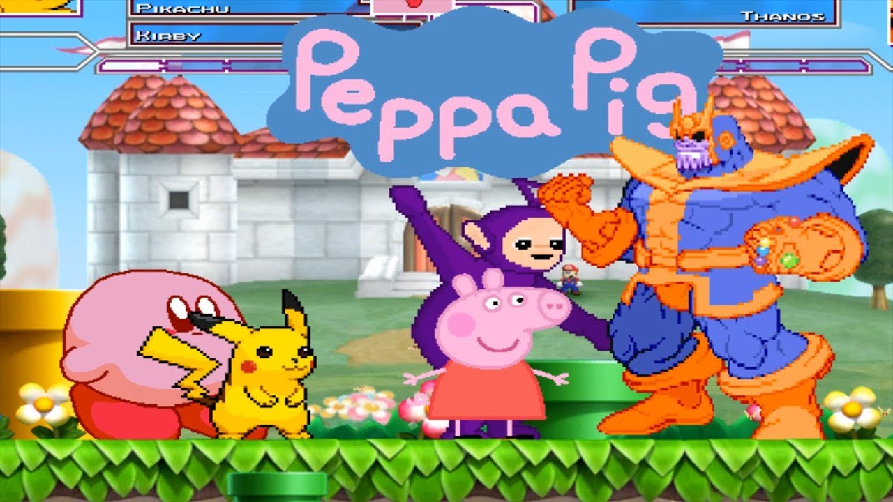 TINKY WINKY, PEPPA PIG, PIKACHU & KIRBY VS THANOS | FUNNY GAMING