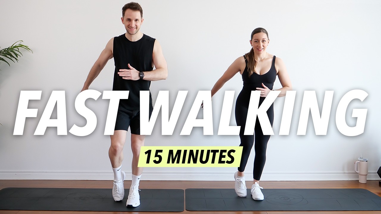 15 Min Fast Walking Workout &ndash; Fat Burning Cardio at Home (No Equipment)