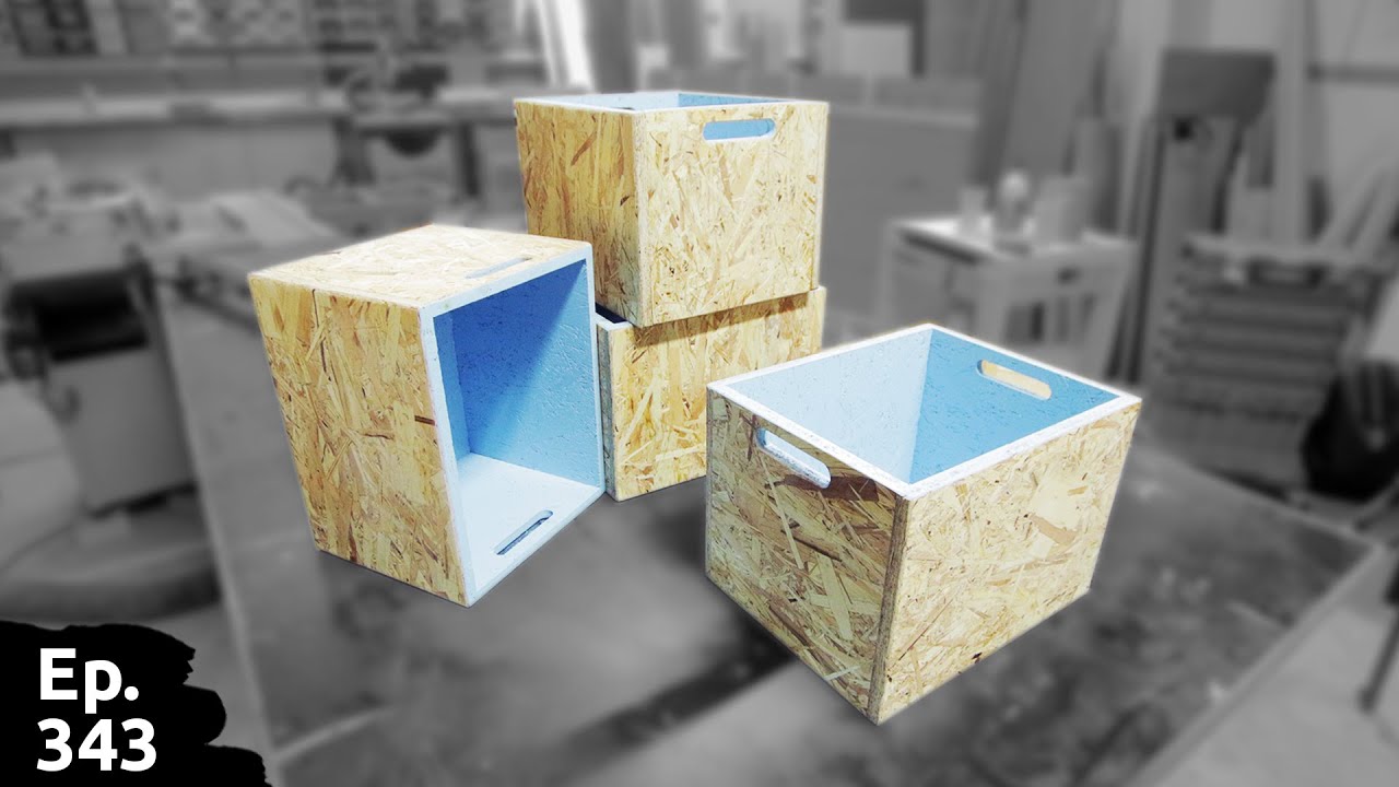 test assemblage avec lamello, fabrication de 4 boites en matériau de récupération en OSB - Ep343