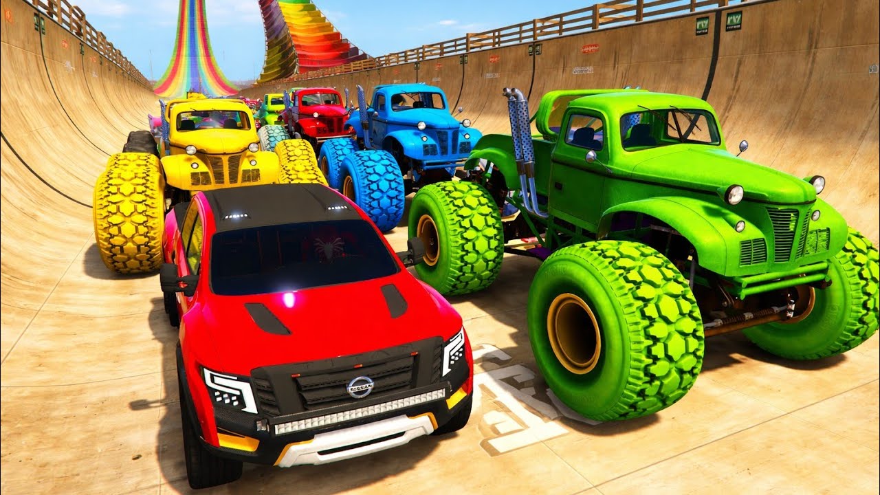 الرجل العنكبوت يعبر فوق سبايدرمان الاصفر ،سبايدرمان الخضر وسبايدرمان الملون -SPIDERMAN COLOR PARKOUR