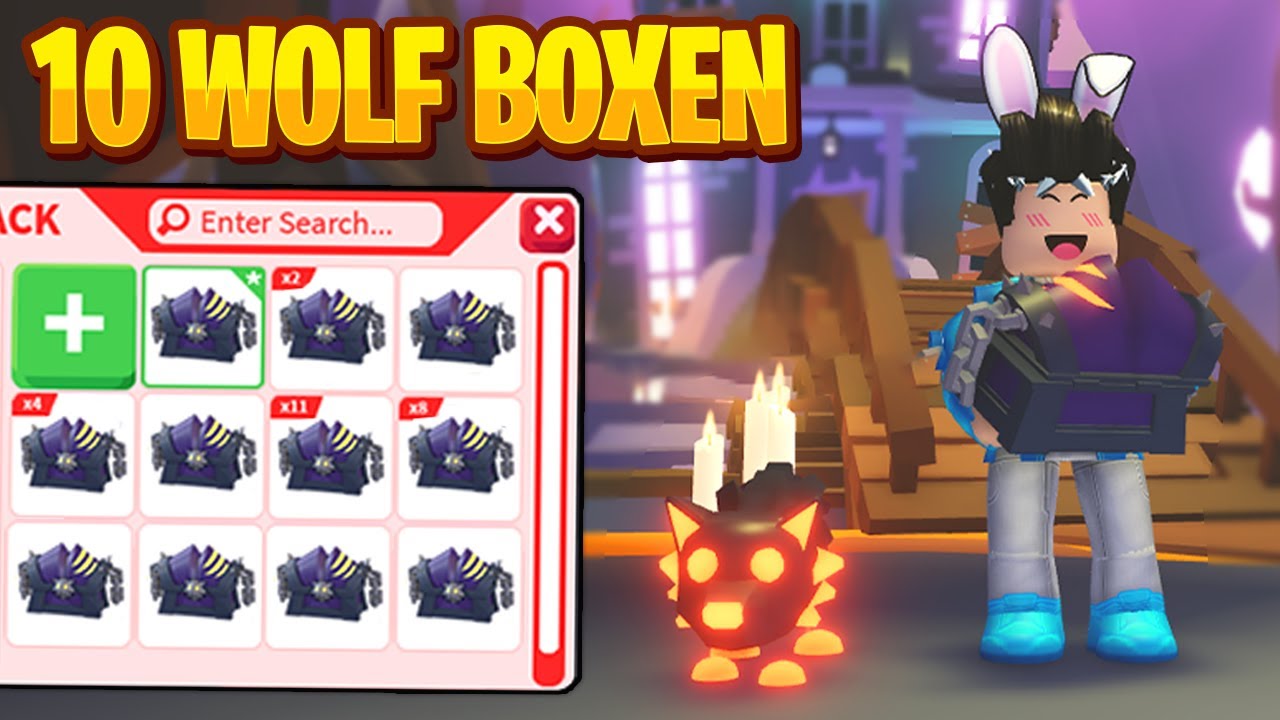 Ich &Ouml;FFNE 10 WOLF Boxen und BEKOMME Neon LAVA Wolf in Adopt Me!