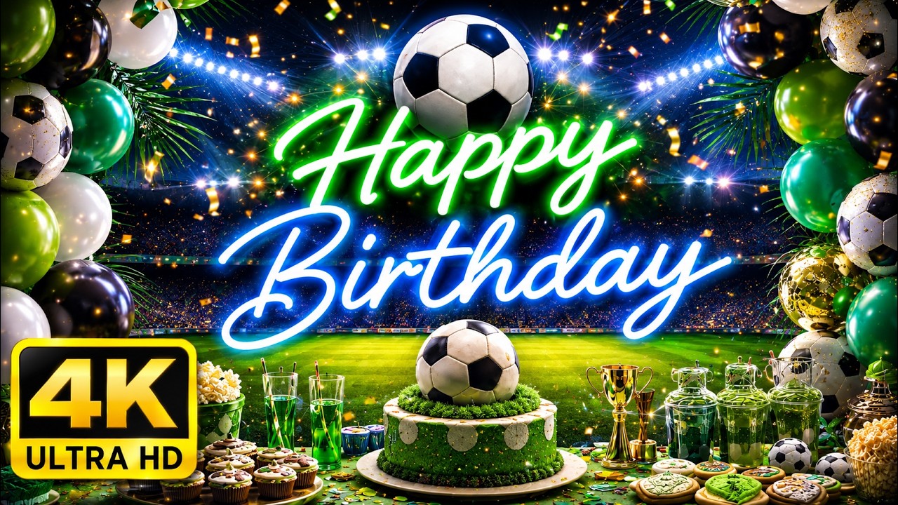 Soccer Themed Birthday Party Background 🎉⚽ | Happy Birthday Smart TV Screensaver 4K