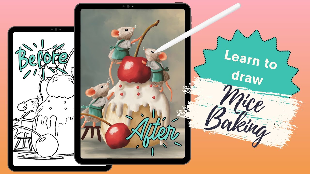 Procreate Tutorial for Beginners: Mice Baking Sketch