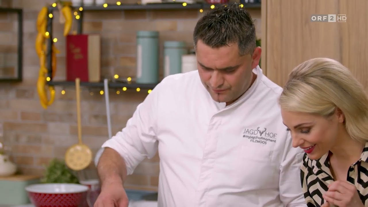 Silvia Kocht - Nazim Yay - Rosa Hirschrücken - Topfen-Nougat Knödel mit Birnenragout
