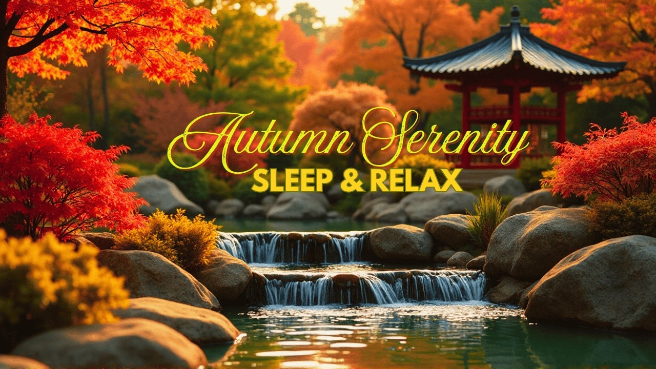 3 Hours Autumn Serenity Music | Relaxing and Sleep Piano and Waterfall Sounds | BrightNest Harmony