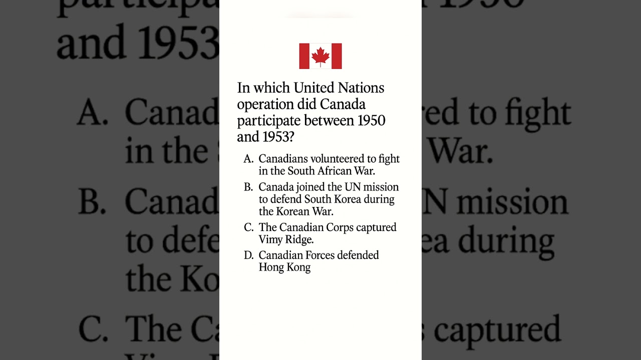 ⚔️ Canada's Role in 1950&ndash;1953 United Nations Operation | Citizenship Exam Practice #canada  #history