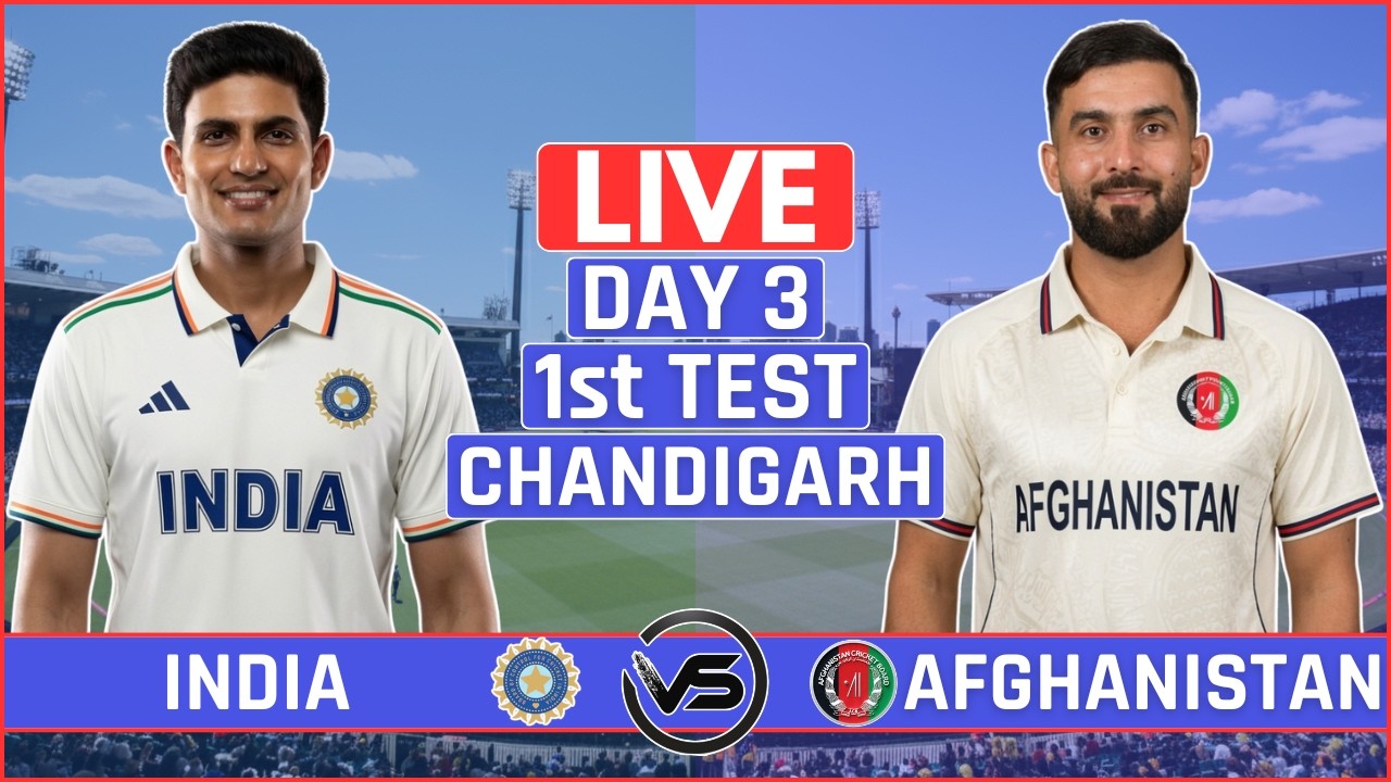 India vs Afghanistan One-off Test Day 3 Live Score | IND vs AFG Test Live Scores & Commentary