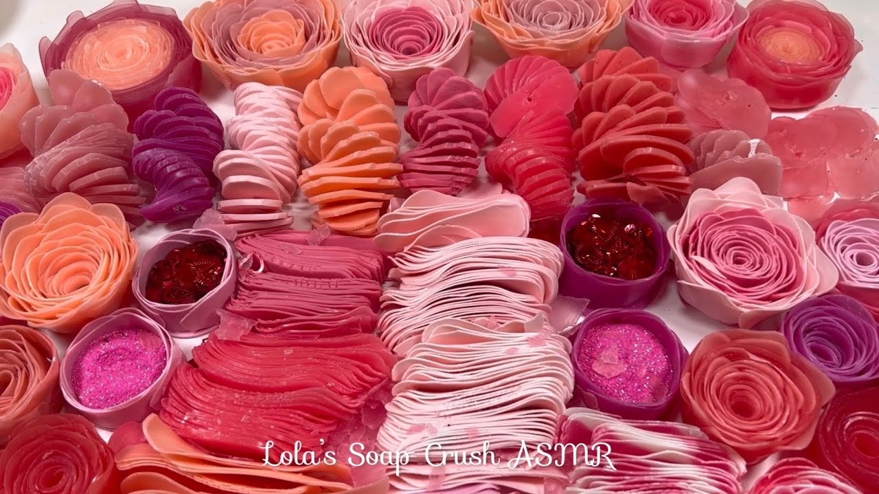 ASMR soap crushing ❤️💌💗💜Happy Valentine’s Day! Lots of glitter and crispy soap!