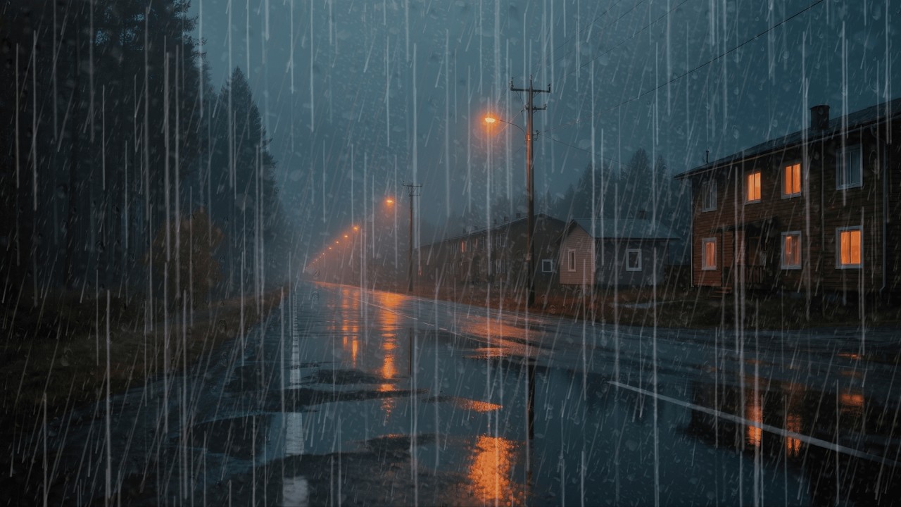 🌧️ Calming Rain Sounds for Sleep (NO THUNDER, NO ADS) - Rainy Road in Forest at Night