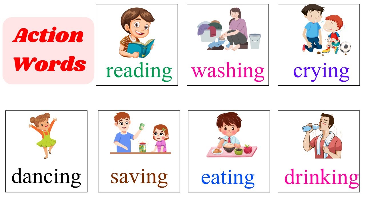 Kids Actions: Walking, Reading, Eating, Dancing, Running | Learn Action Verbs with Kids #action