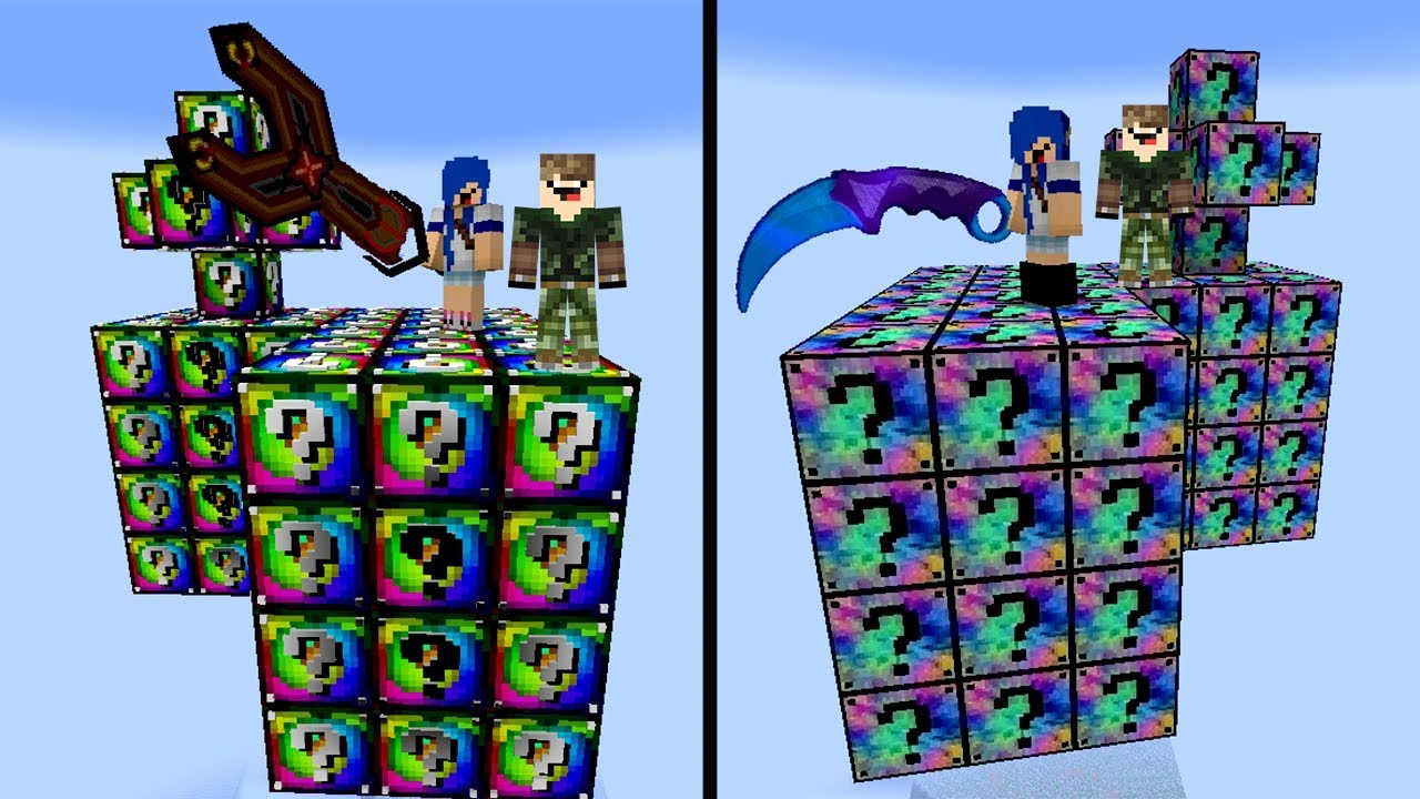 ILHA ESPIRAL vs ILHA TODOS OS LUCKY BLOCK l MINECRAFT ILHA LUCKY BLOCK