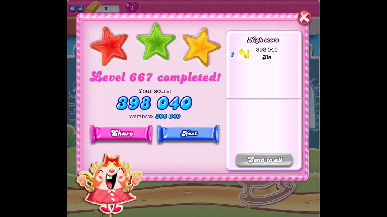 Candy Crush Saga Level 667   ★★★   NO BOOSTER