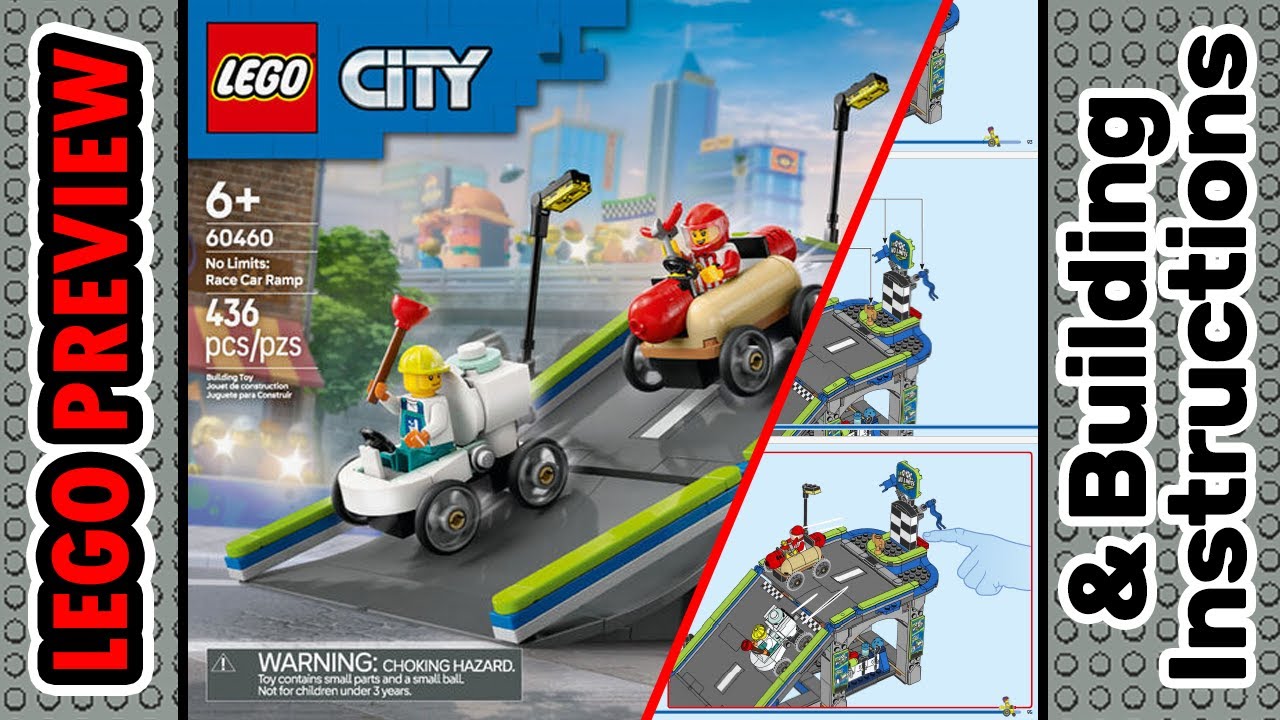 PREVIEW: 60460, LEGO City, No Limits: Race Car Ramp Track & Building Instructions! LEGO 2025