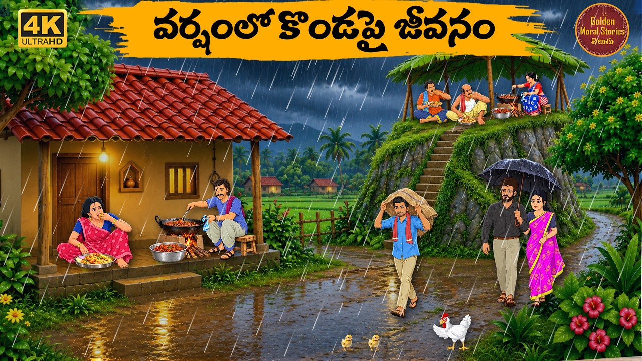 వర్షంలో కొండపై జీవనం - Telugu stories - Golden Stories EP23 - Neethi Kathalu - Telugu Moral Stories
