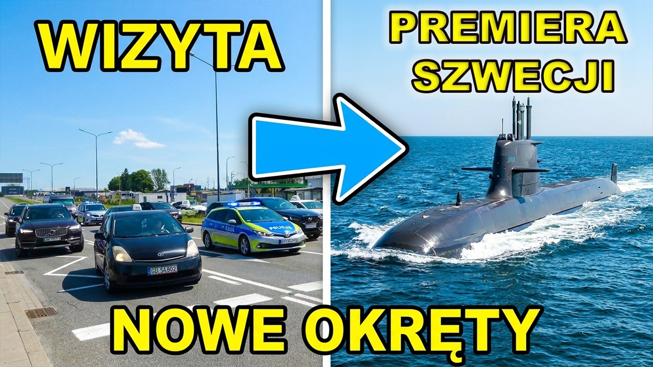 Przejazd kolumny z premierem Szwecji na lotnisko w Gdańsku.Będą okręty podwodne A26 dla MW.